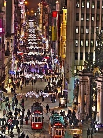 The crowded Istiklal Avenue of Istanbul.