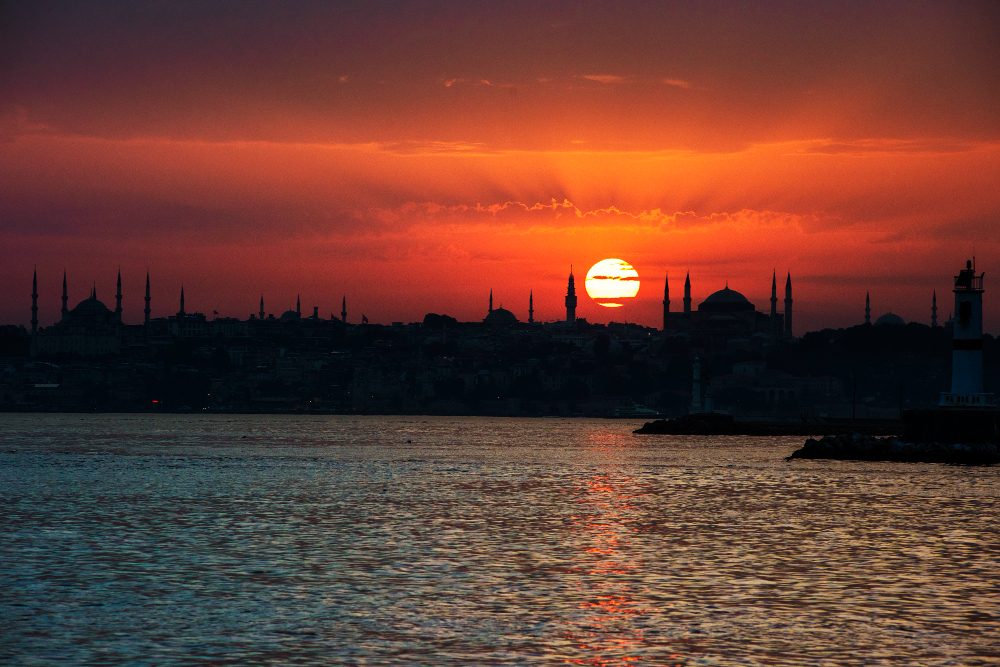 scenic sunrise ocean istanbul streets turkey